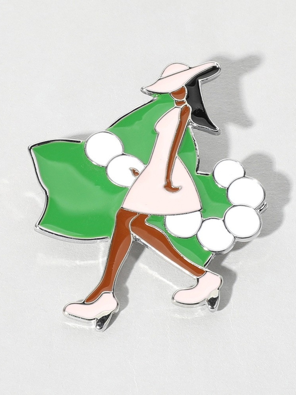 AKAlpha Lady Woman Enamel Pin - Pink & Green Brooch